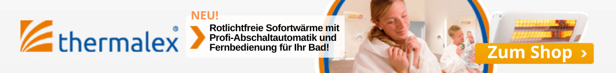 Werbebanner mit dem Link zum Infrarot-Heizstrahler fürs Bad im Shop zum Kaufen